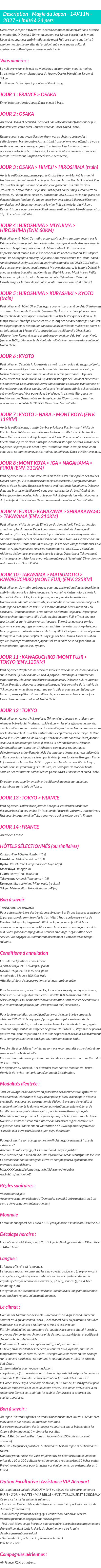 Détails du séjour