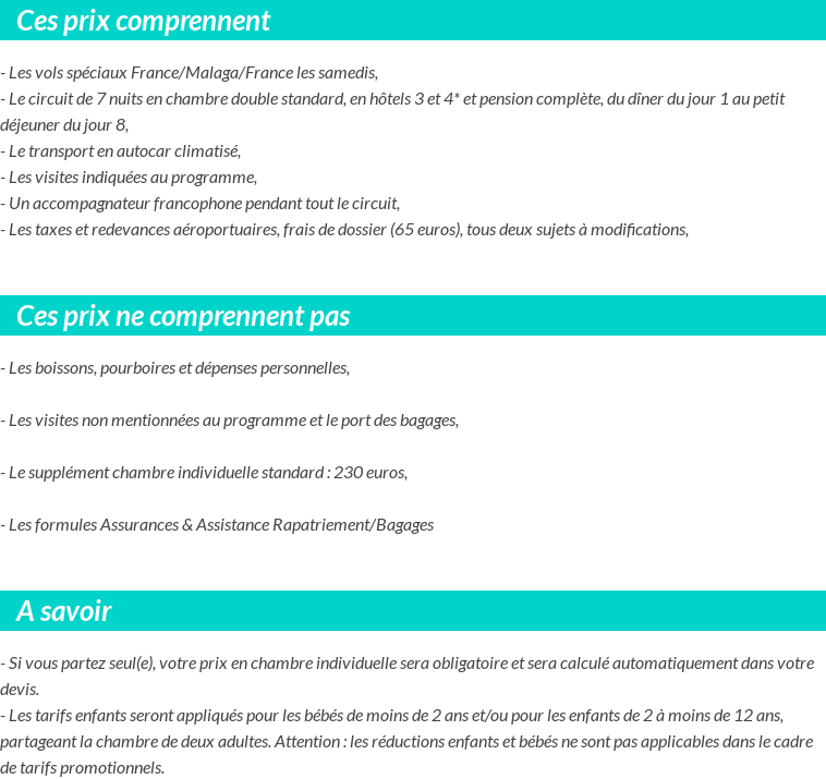 Conditions tarifaires