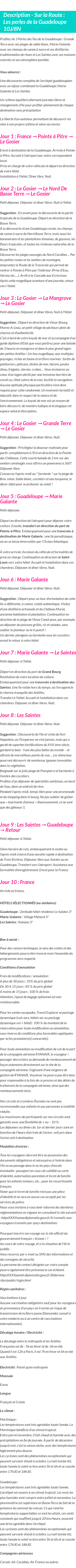 Détails du séjour