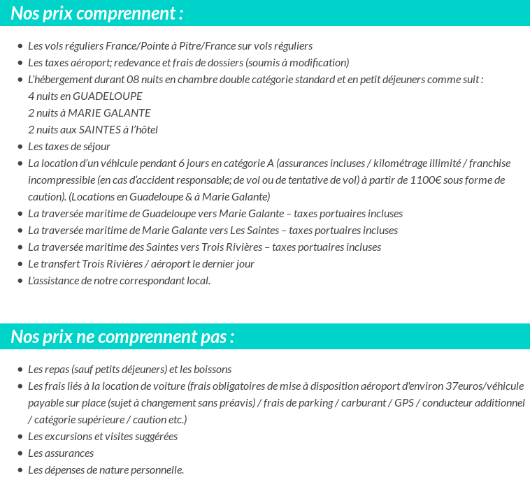 Conditions tarifaires