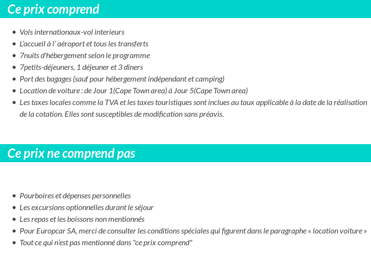 Conditions tarifaires
