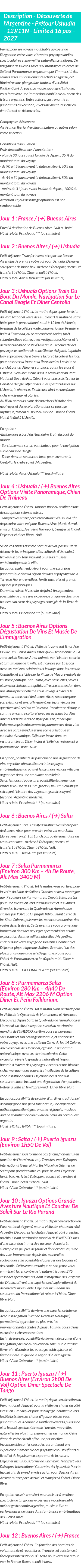 Détails du séjour