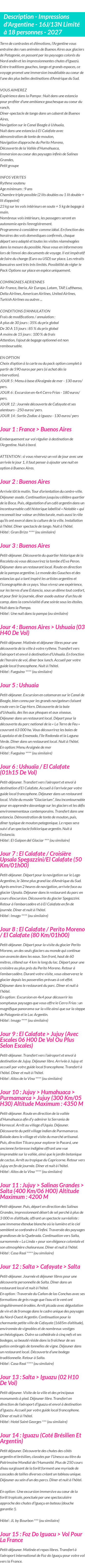 Détails du séjour