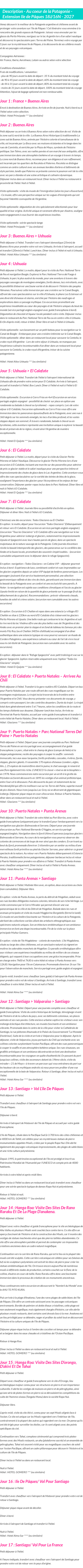 Détails du séjour