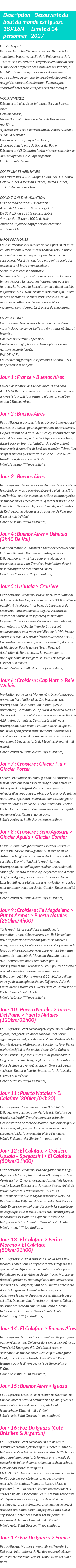 Détails du séjour