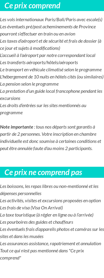 Conditions tarifaires
