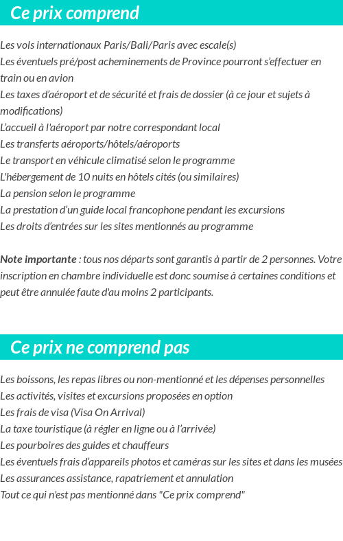 Conditions tarifaires