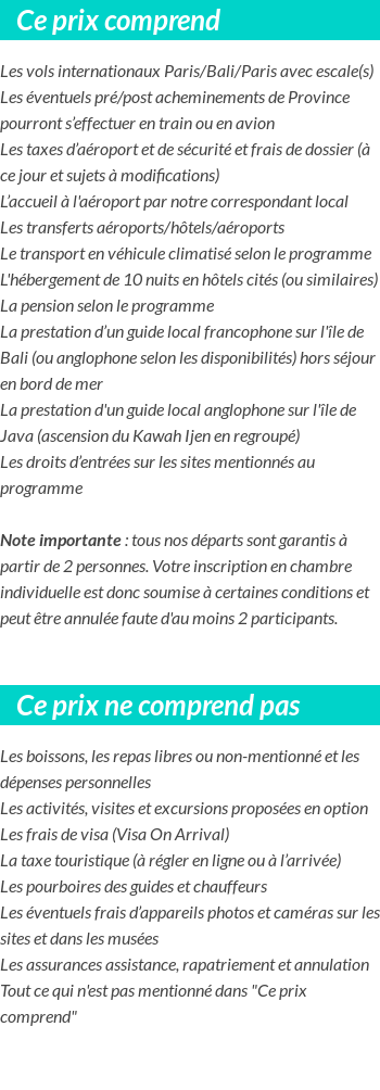 Conditions tarifaires