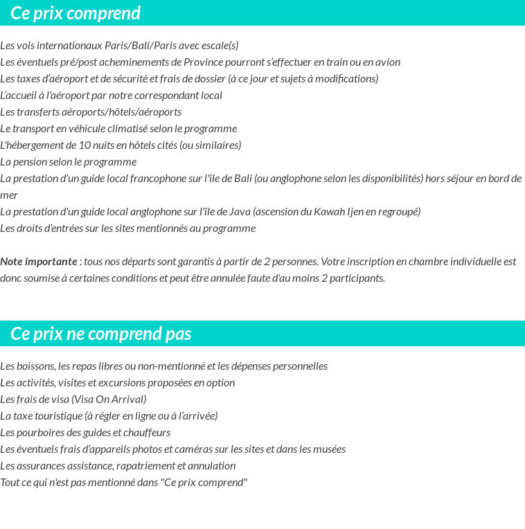 Conditions tarifaires