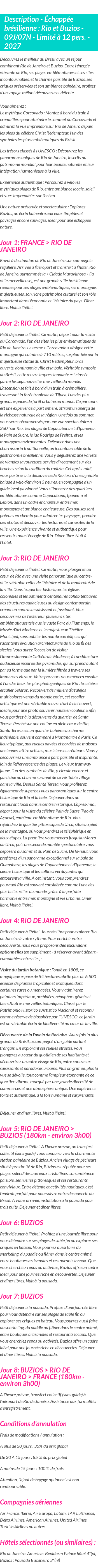 Détails du séjour