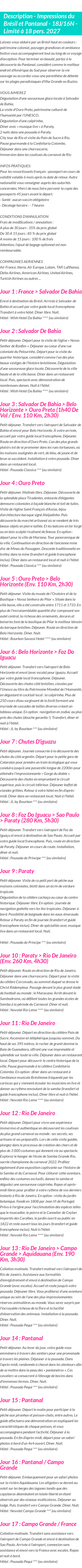 Détails du séjour