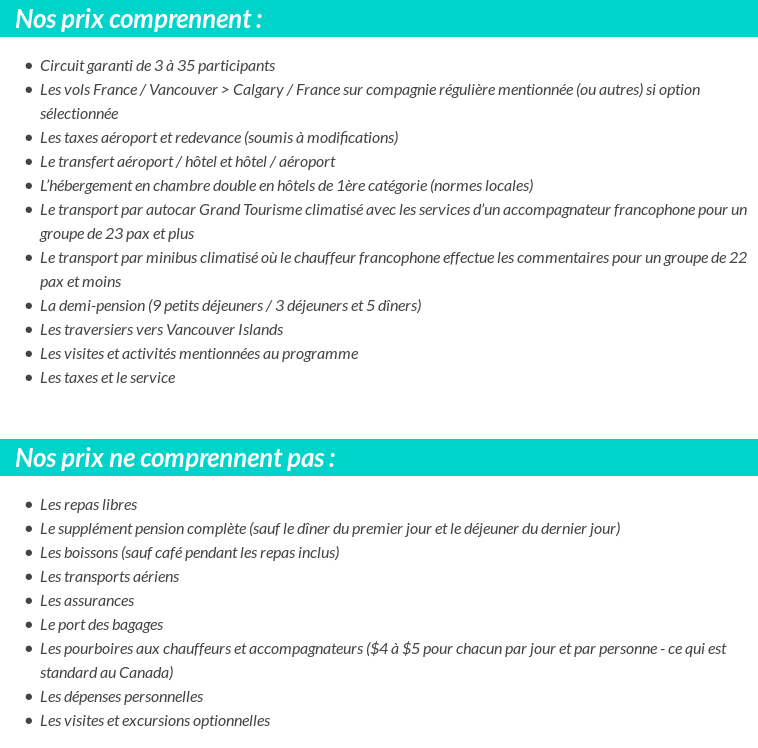 Conditions tarifaires