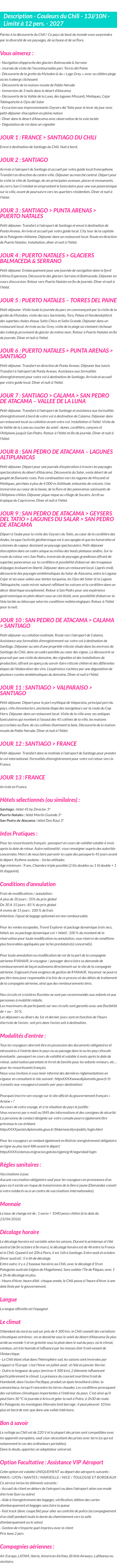 Détails du séjour