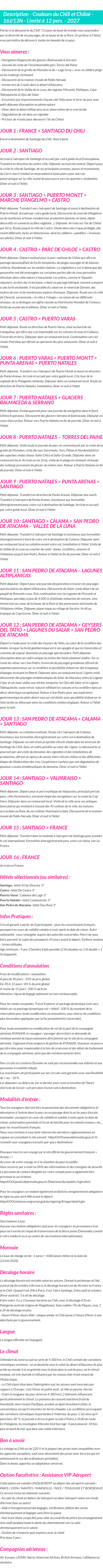 Détails du séjour