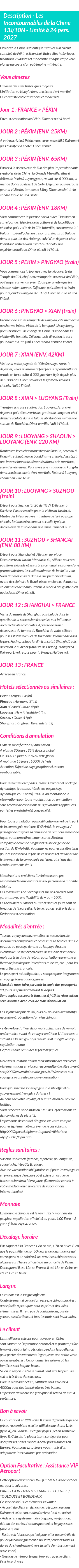 Détails du séjour