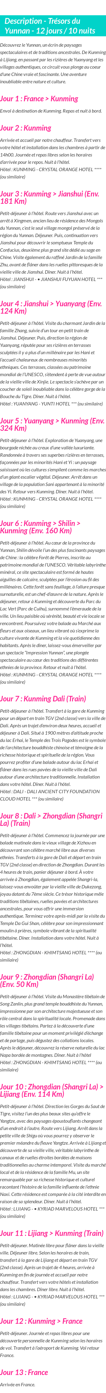Détails du séjour