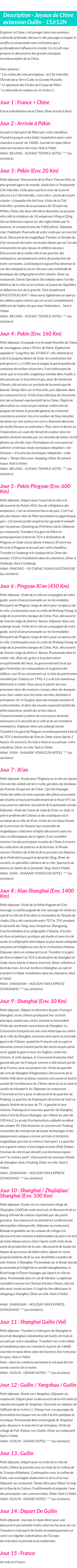Détails du séjour