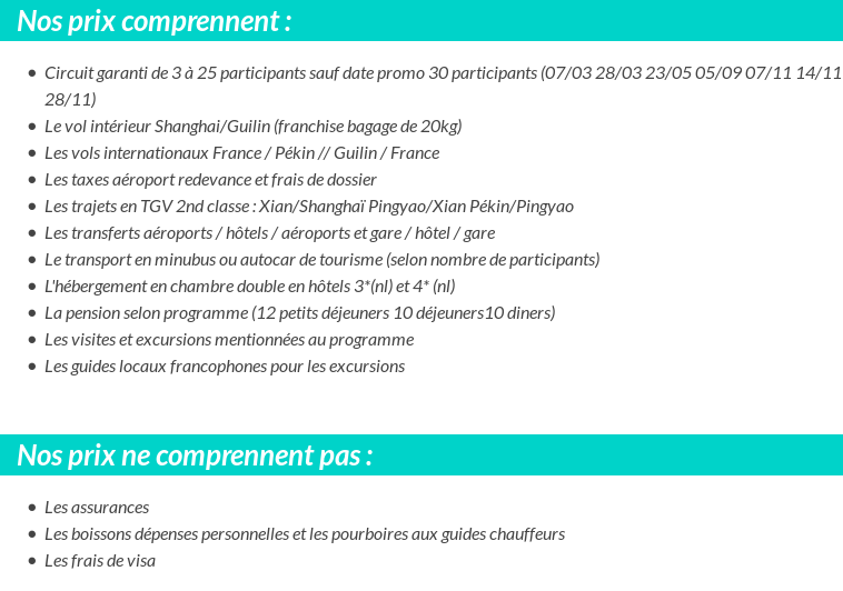 Conditions tarifaires