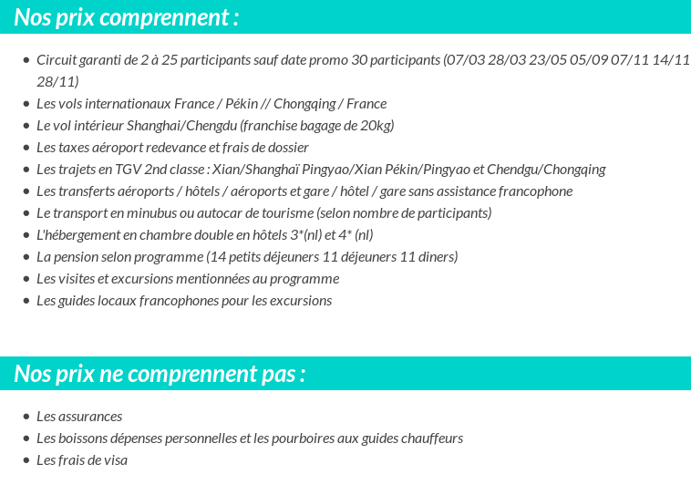 Conditions tarifaires