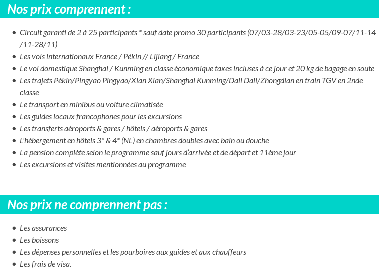 Conditions tarifaires