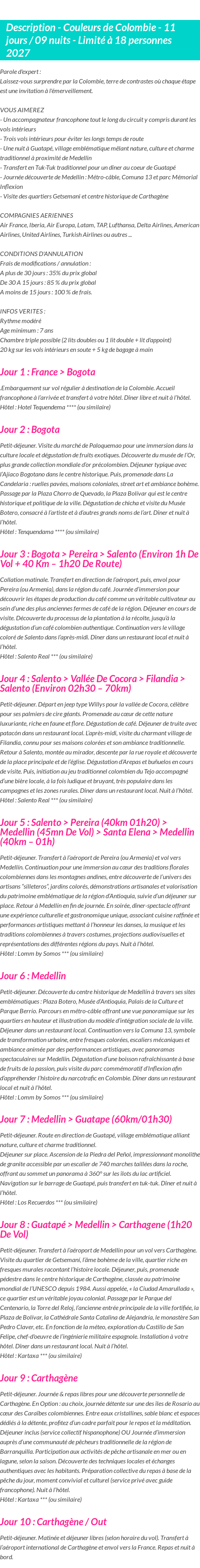 Détails du séjour