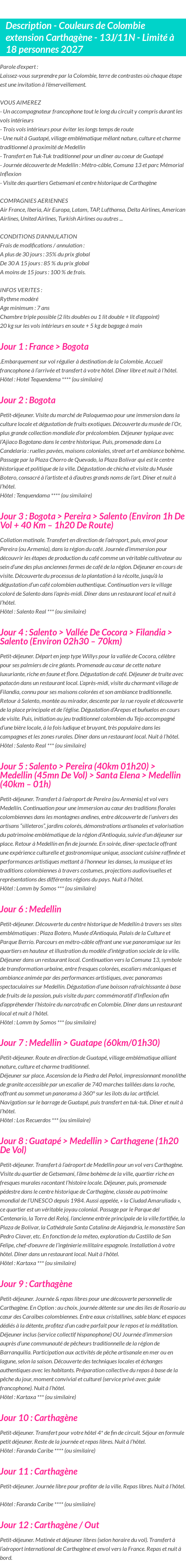 Détails du séjour