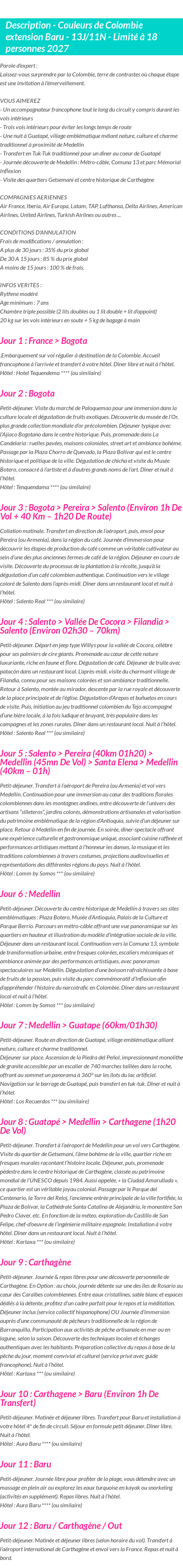 Détails du séjour