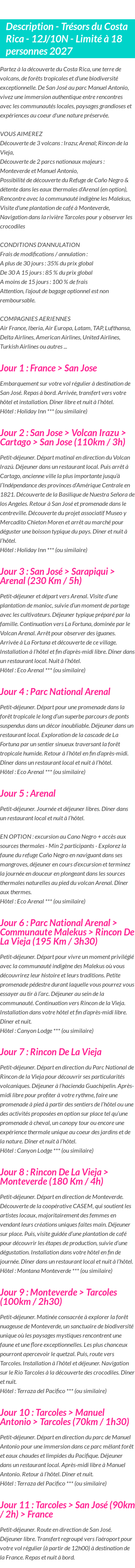 Détails du séjour
