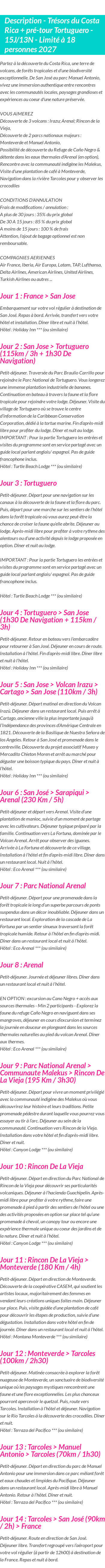Détails du séjour