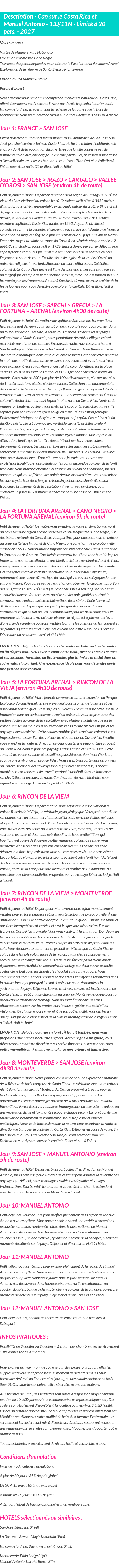 Détails du séjour