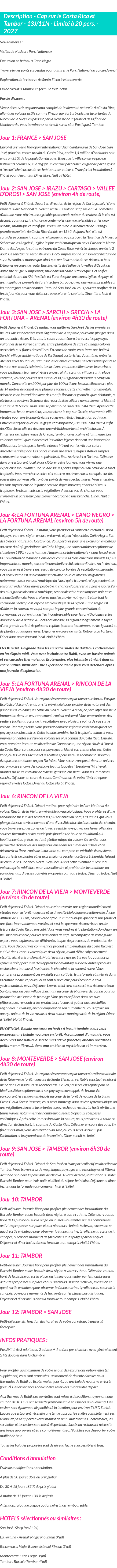 Détails du séjour