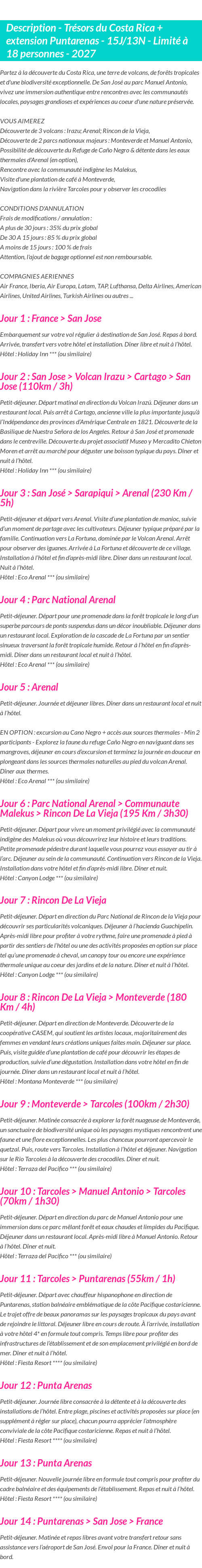 Détails du séjour
