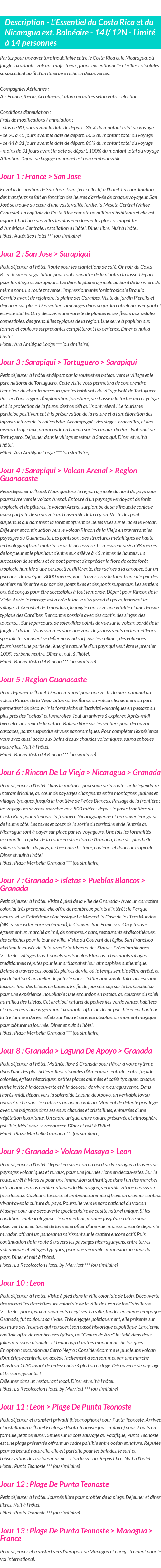Détails du séjour