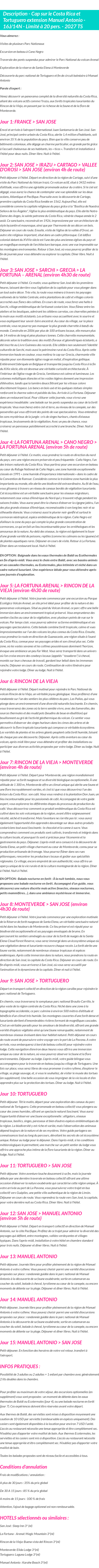Détails du séjour