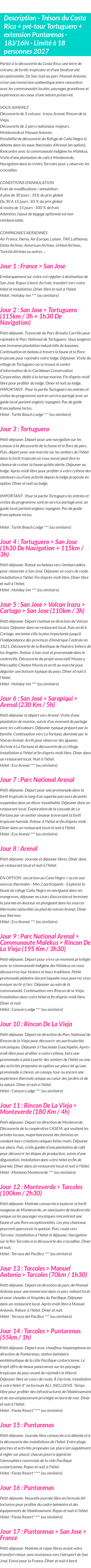 Détails du séjour