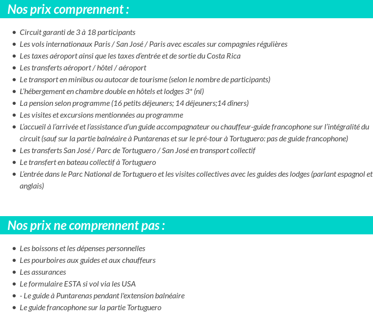 Conditions tarifaires