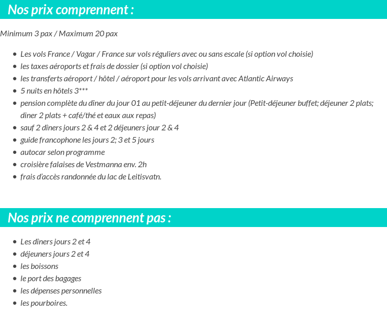 Conditions tarifaires