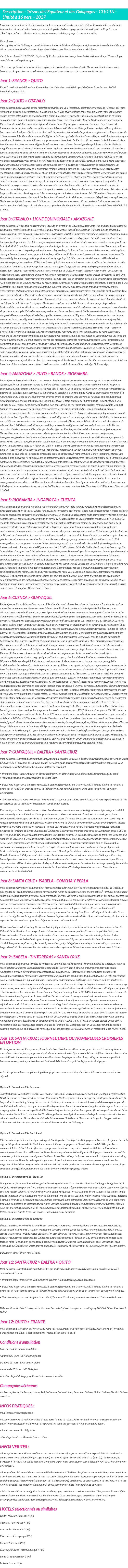 Détails du séjour