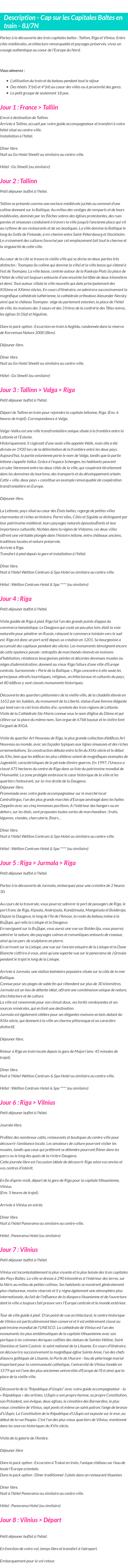 Détails du séjour