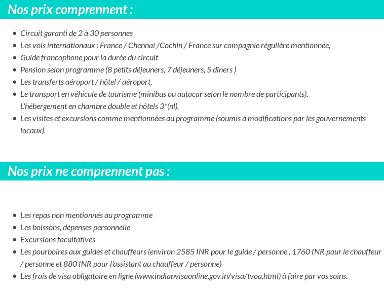 Conditions tarifaires