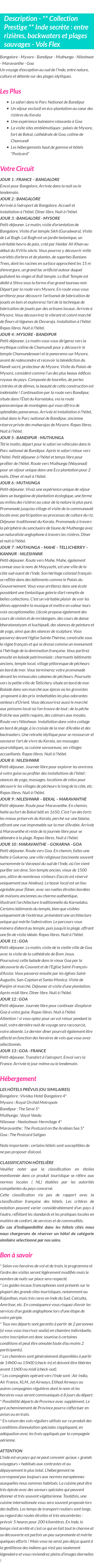 Détails du séjour