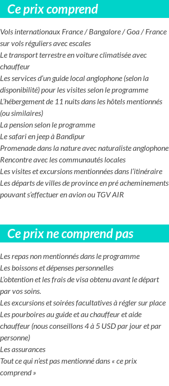 Conditions tarifaires