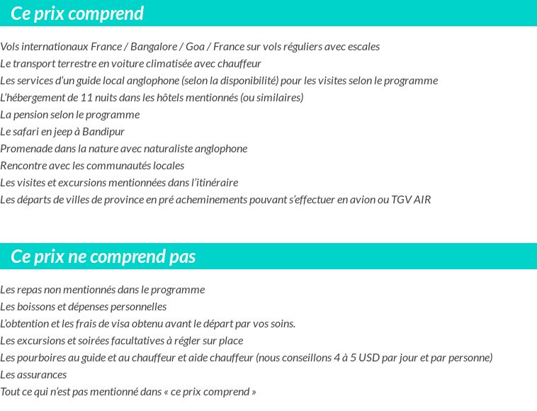 Conditions tarifaires