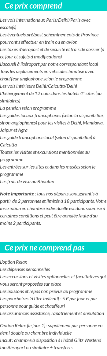 Conditions tarifaires