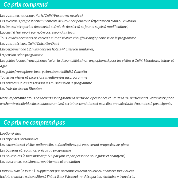 Conditions tarifaires