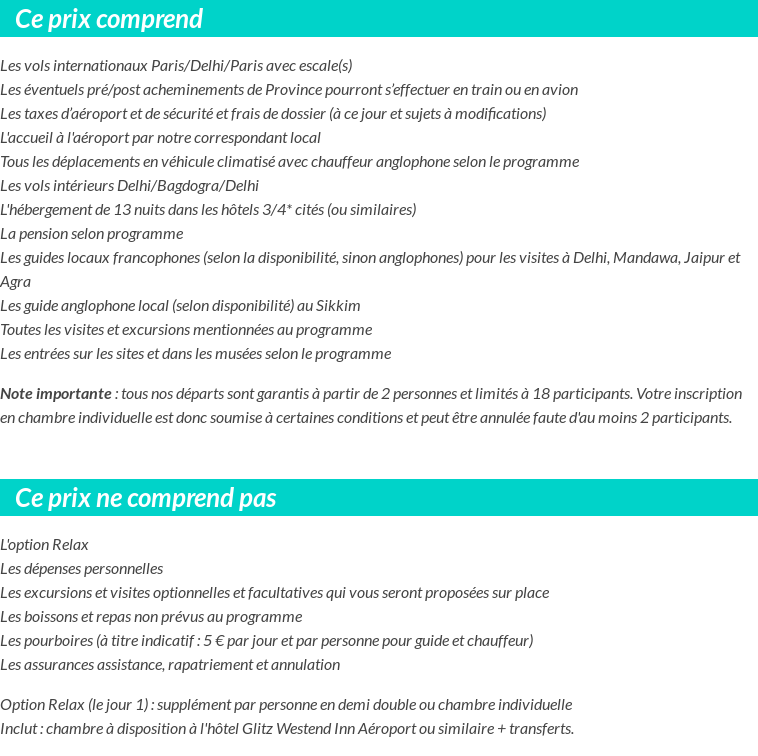 Conditions tarifaires