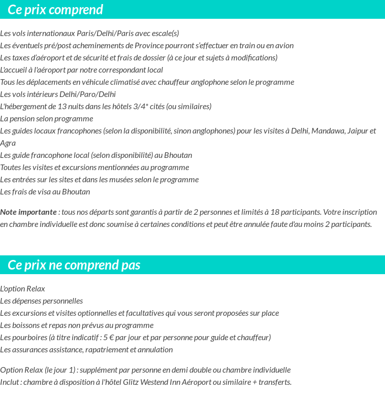 Conditions tarifaires