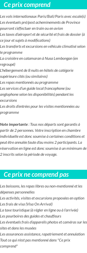 Conditions tarifaires