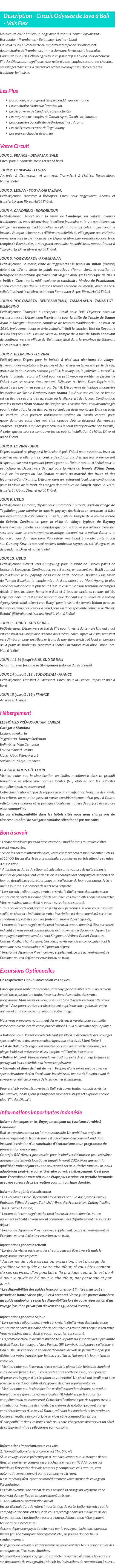 Détails du séjour