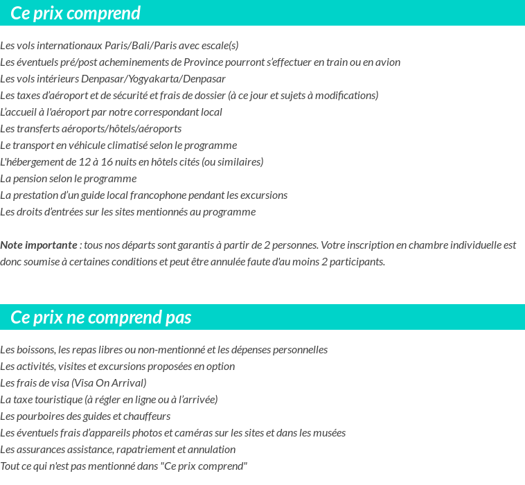 Conditions tarifaires